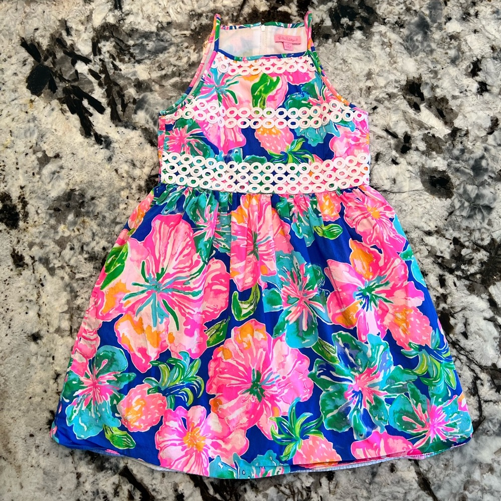 Lilly Pullitzer Elize dress in Beckon Blue Jungle Utopia - girls size 10
